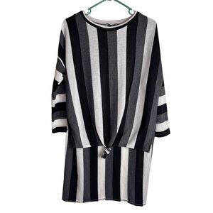 3/$20 White Birch Black, White & Gray Striped Top